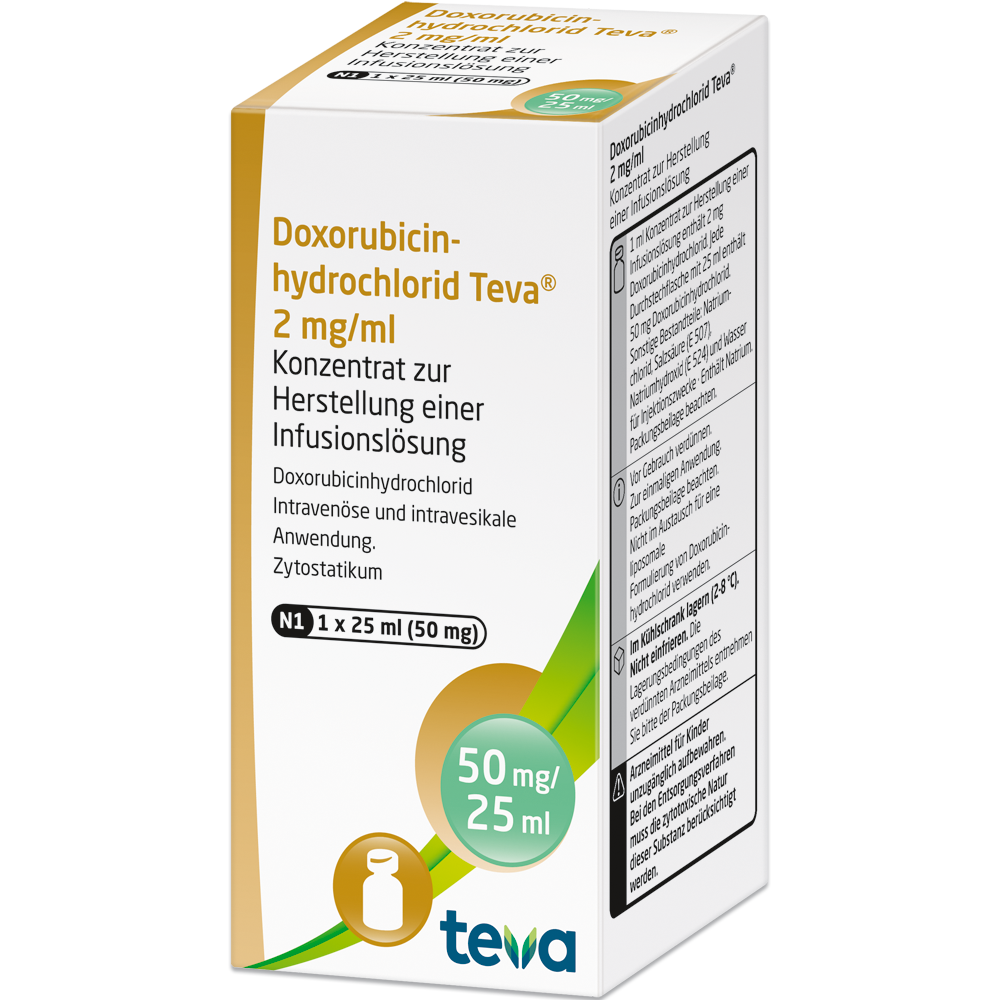 DOXORUBICINA TEVA 2 MG/ML 50MG/25ML