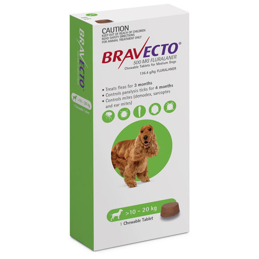 Bravecto 2CPR 500mg 10-20kg