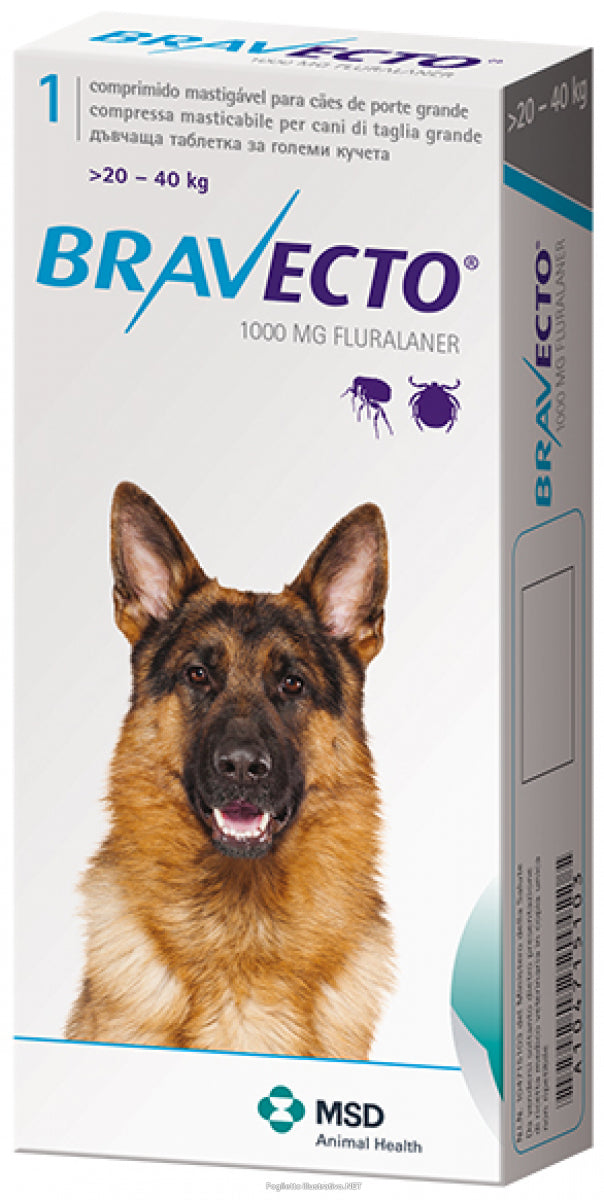 Bravecto 2CPR 1000mg 20-40kg