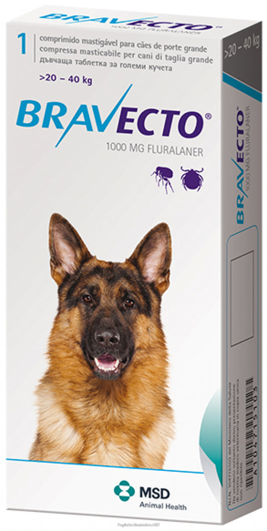 Bravecto 2CPR 1000mg 20-40kg